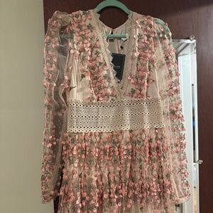 EB LUXE Pink applique dress new with tags